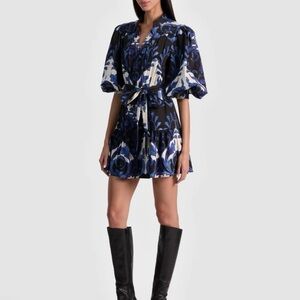 Alice + Olivia Navy and White Floral Mini Dress